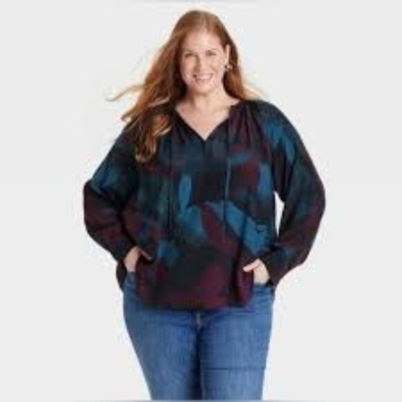 Ava & Viv Women's Blouse Split Neck Long Sleeve Pullover Muli color Size 3X - Picture 1 of 8